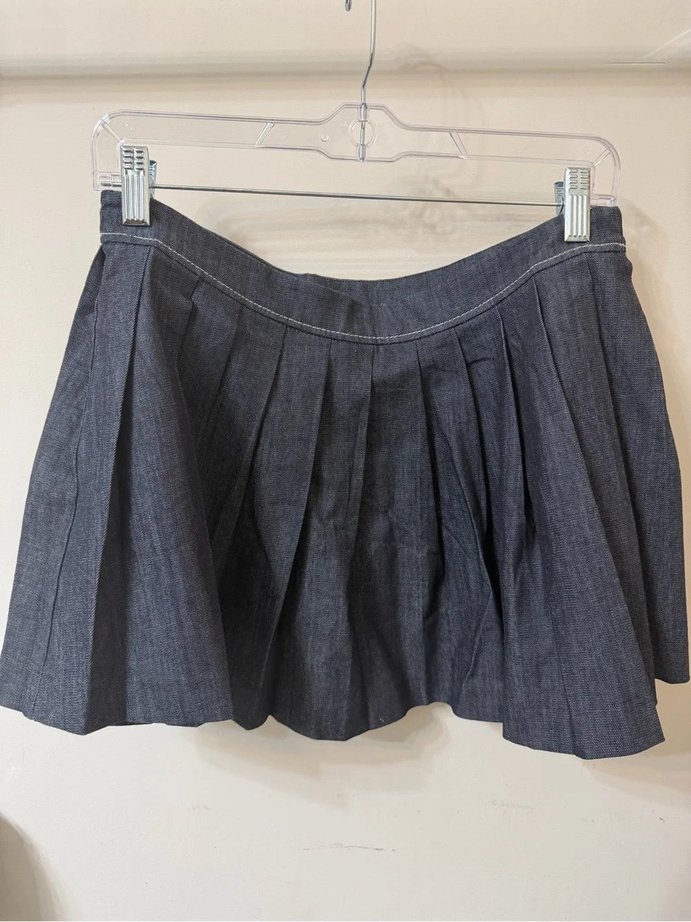 Zara Pleated Denim Midi Skirt